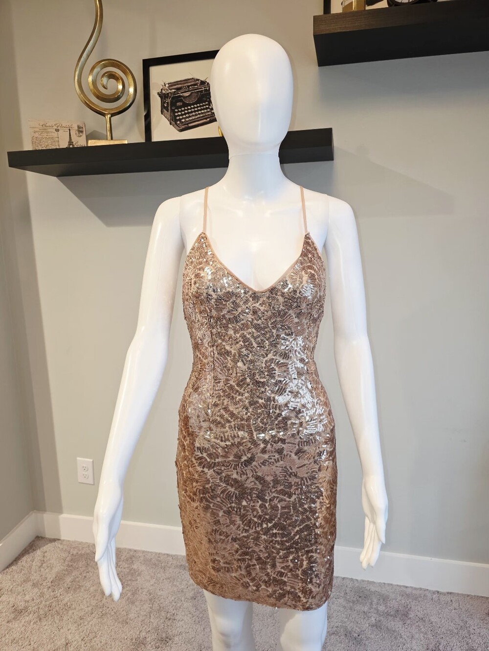 Forever 21 Rose Gold Sequin Slip Mini Dress